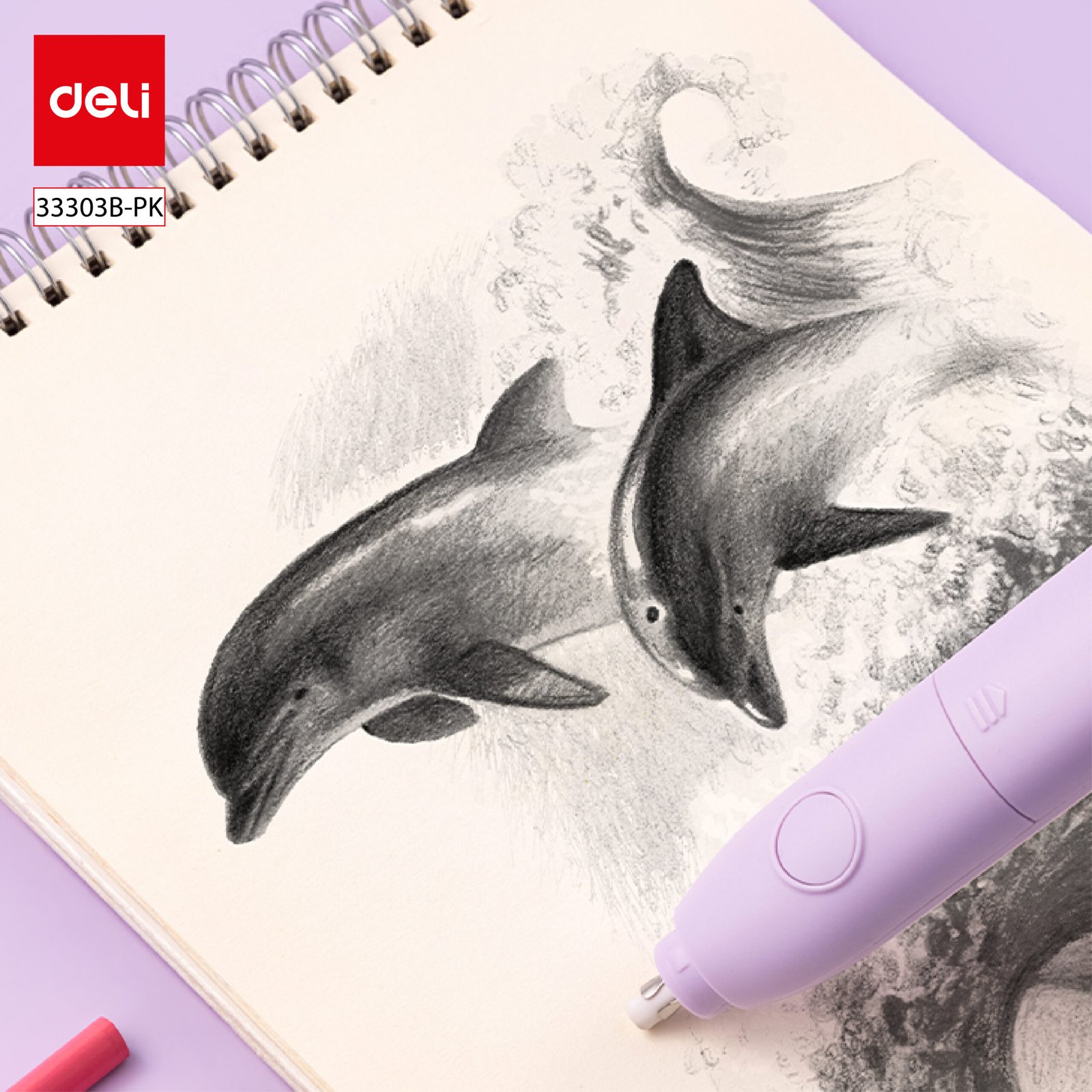 ديلي مجموعة هدية - قرطاسية مدرسية - (مبراة كهربائية*1، مكنسة كهربائية مكتبية*1، ممحاة كهربائية) - أزرق / نهدي - 33303B