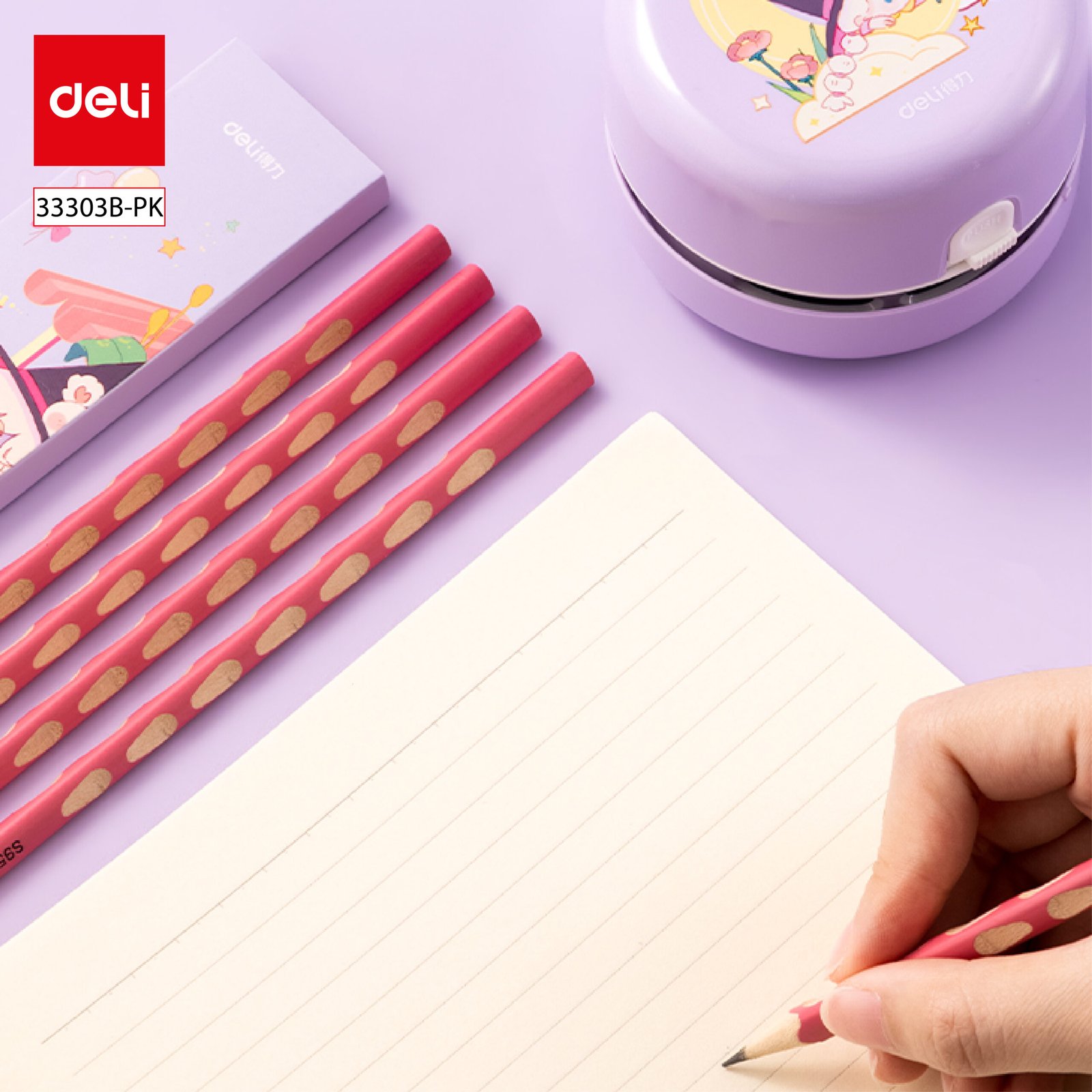 ديلي مجموعة هدية - قرطاسية مدرسية - (مبراة كهربائية*1، مكنسة كهربائية مكتبية*1، ممحاة كهربائية) - أزرق / نهدي - 33303B