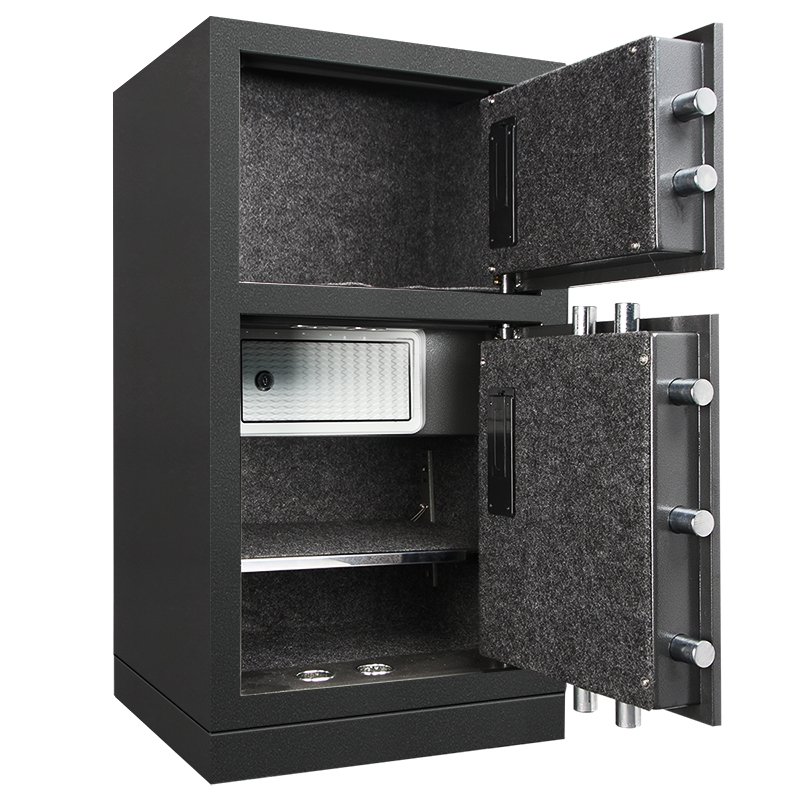 3657A (2) ديلي خزنة معدنية بابين - حماية (أرقام +2 مفتاح) - 57 كغ - 38*44*79 سم - رمادي - 3657A