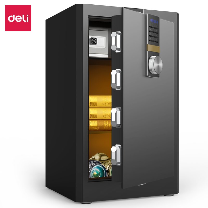 ديلي خزنة معدنية مقبض مخفي - حماية (أرقام -مفتاح) - 42.5 كغ - 38*43*71 سم - أسود - 4044ES