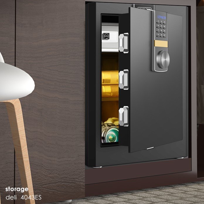 ديلي خزنة معدنية مقبض مخفي - حماية (أرقام -مفتاح) - 52.5 كغ - 42*48*81 سم - أسود - 4045ES