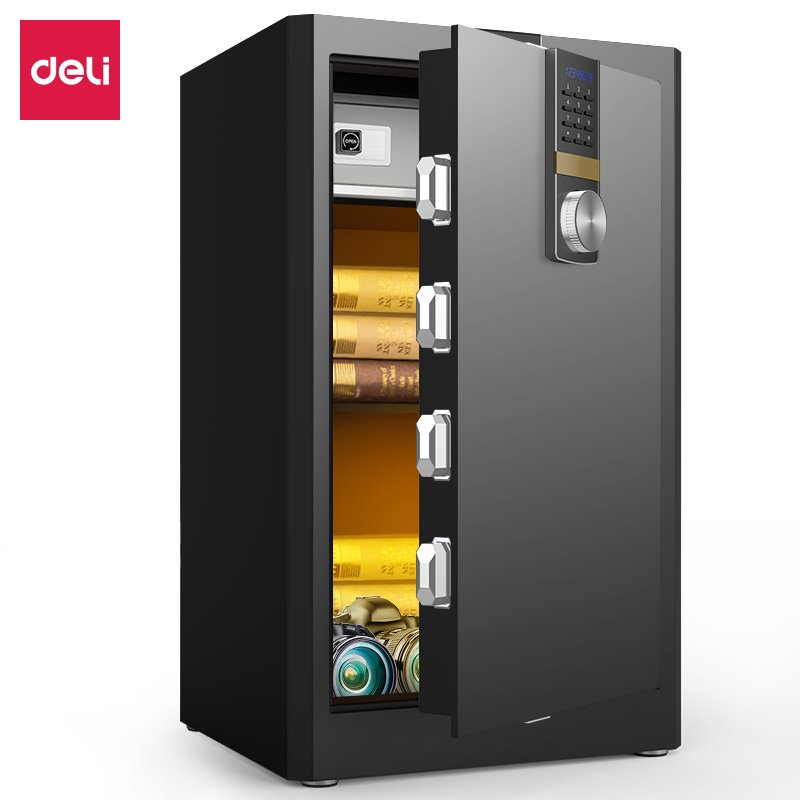 ديلي خزنة معدنية مقبض مخفي - حماية (أرقام -مفتاح) - 52.5 كغ - 42*48*81 سم - أسود - 4045ES