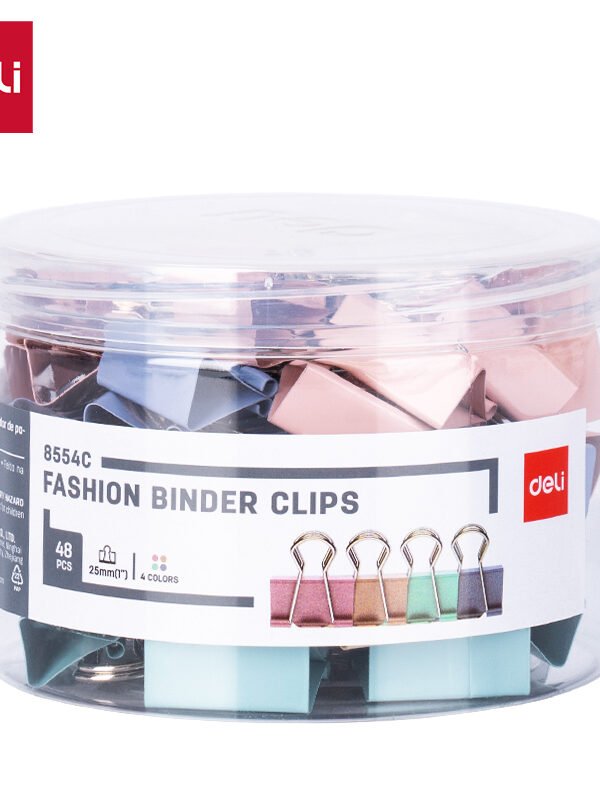 ديلي ملقط ورق معدن - نمرة 4 - 25 مم - أحمر/أصفر/أخضر/أزرق - E8554C