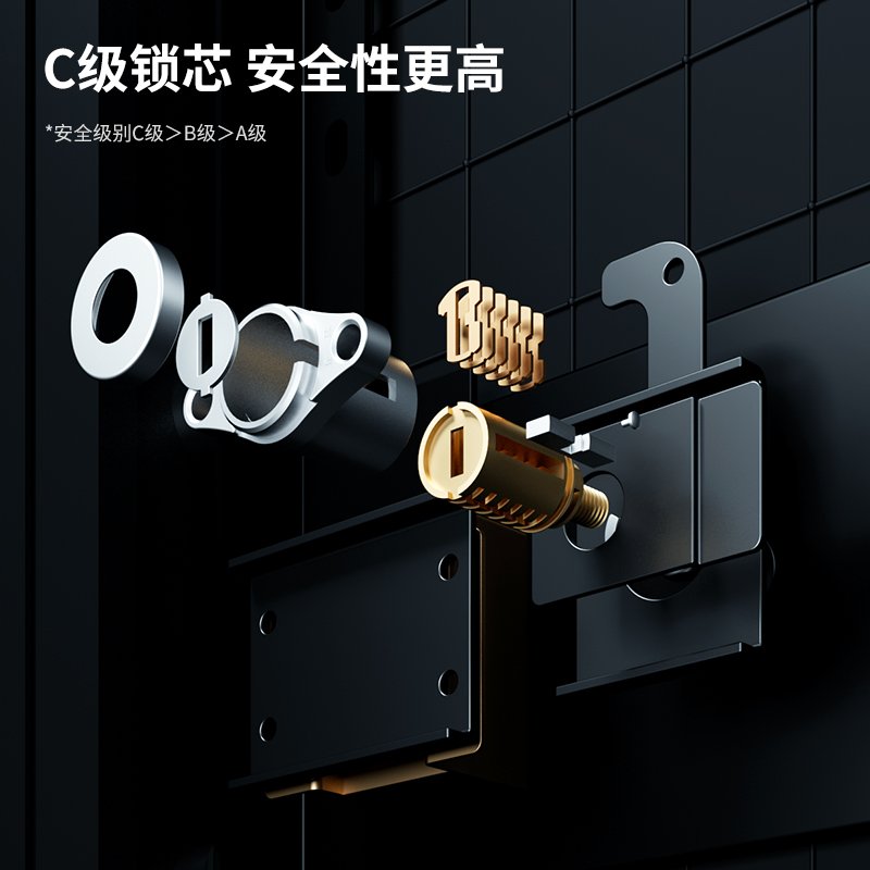 AE130 (2) ديلي خزنة معدنية مسكة ببصمة - حماية (أرقام -بصمة-مفتاح) - 22 كغ - 45*38*32 سم - أسود/أبيض - AE130