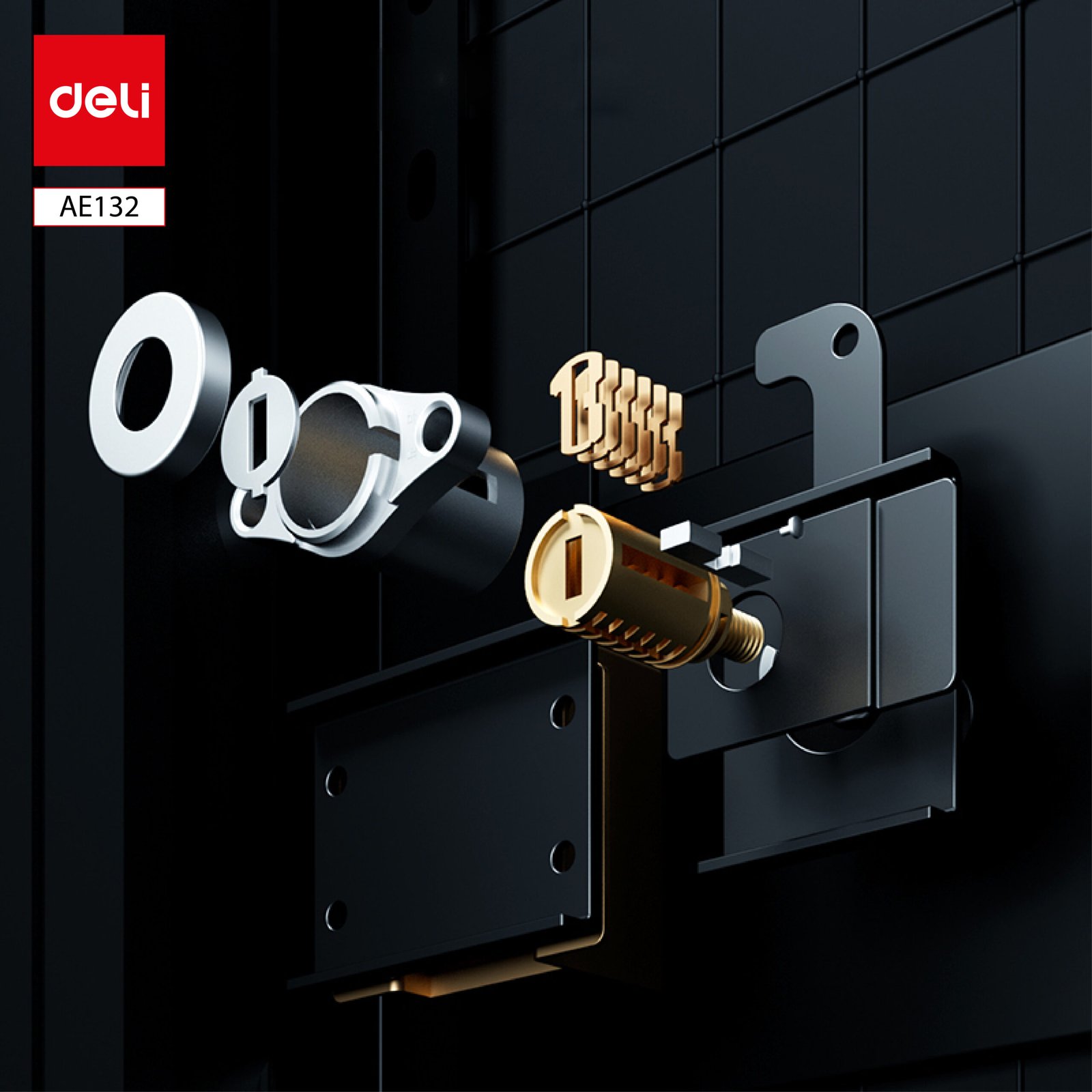 ديلي خزنة معدنية مسكة ببصمة - حماية (أرقام -بصمة-مفتاح) - 44.5 كغ - 80*48*42 سم - أسود / أبيض - AE132