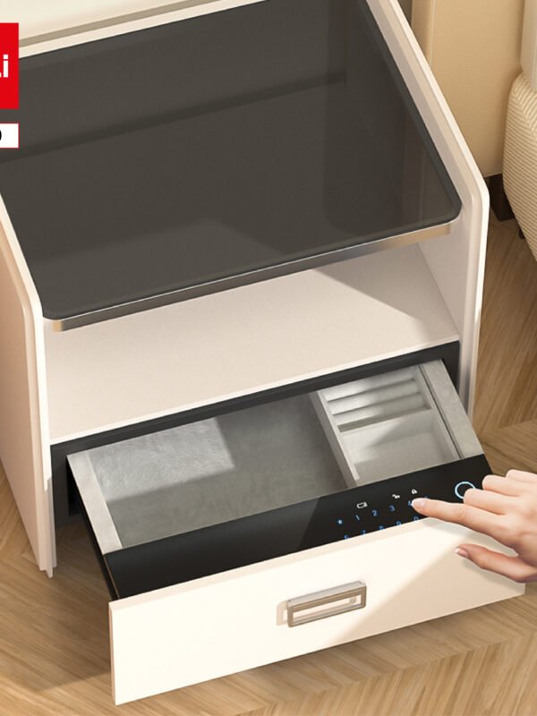 AE300 (4) ديلي خزنة مدمجة كطاولة بجانب السرير - حماية (أرقام-بصمة-مفتاح) - 26.3 كغ - 52*42.5*49 سم - رمادي/ أسود - AE300