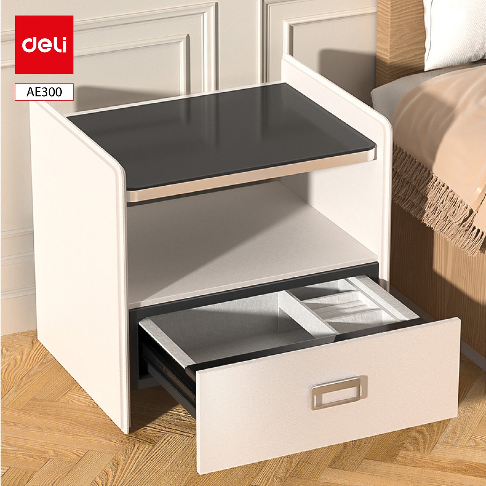 ديلي خزنة مدمجة كطاولة بجانب السرير - حماية (أرقام-بصمة-مفتاح) - 26.3 كغ - 52*42.5*49 سم - رمادي/ أسود - AE300