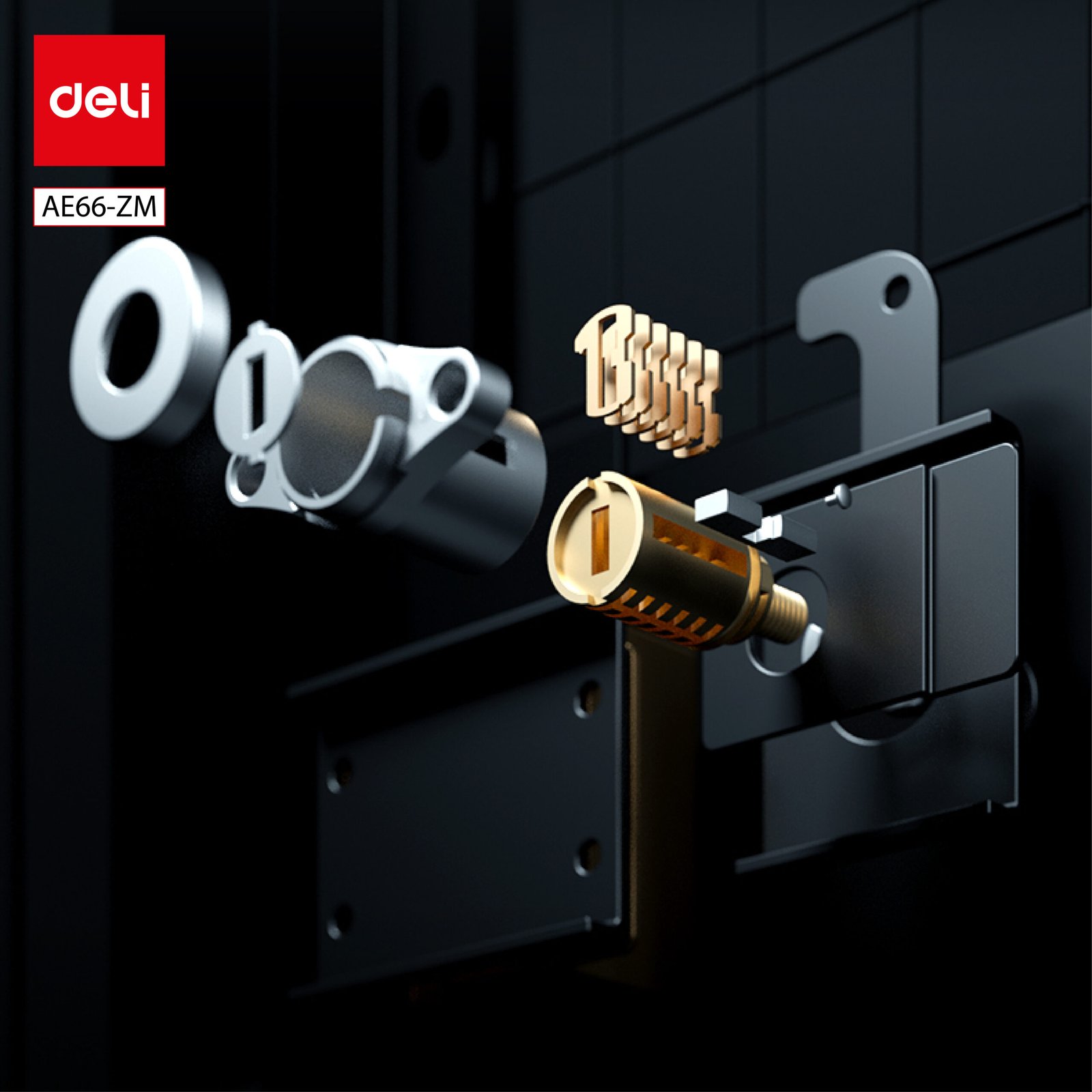 ديلي خزنة معدنية مقبض مربع - حماية (أرقام -بصمة-2 مفتاح) - 27.5 كغ -36*38*60 سم - ذهبي - AE66-ZM