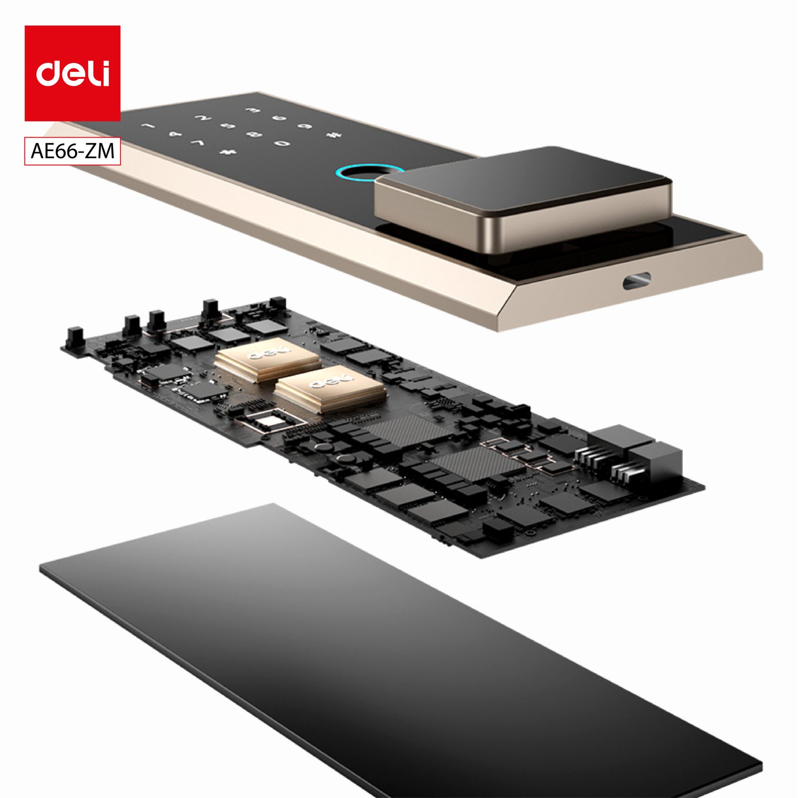 ديلي خزنة معدنية مقبض مربع - حماية (أرقام -بصمة-2 مفتاح) - 27.5 كغ -36*38*60 سم - ذهبي - AE66-ZM