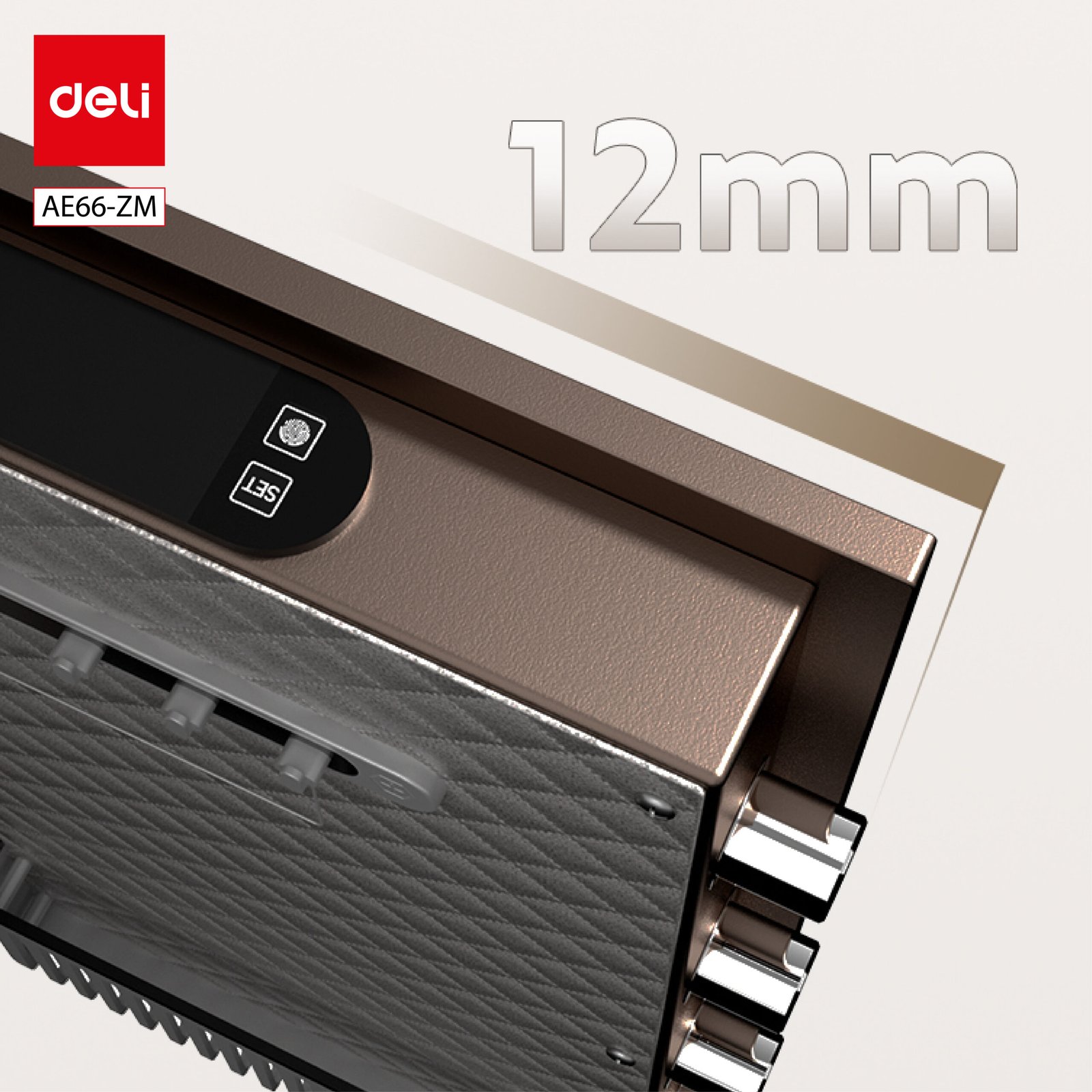 ديلي خزنة معدنية مقبض مربع - حماية (أرقام -بصمة-2 مفتاح) - 27.5 كغ -36*38*60 سم - ذهبي - AE66-ZM