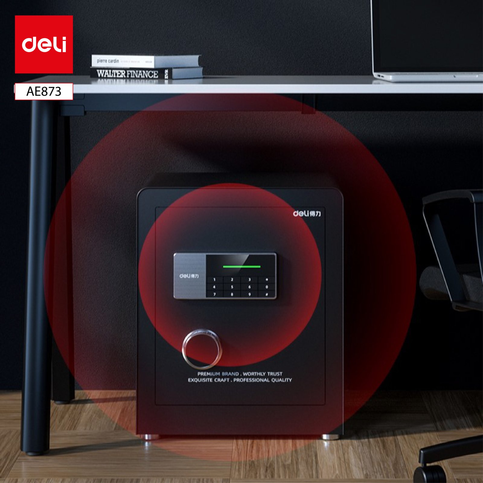 ديلي خزنة معدنية رف زجاج - حماية (أرقام -مفتاح) - 28.5 كغ - 36*38*60 سم - أسود / أبيض - AE873