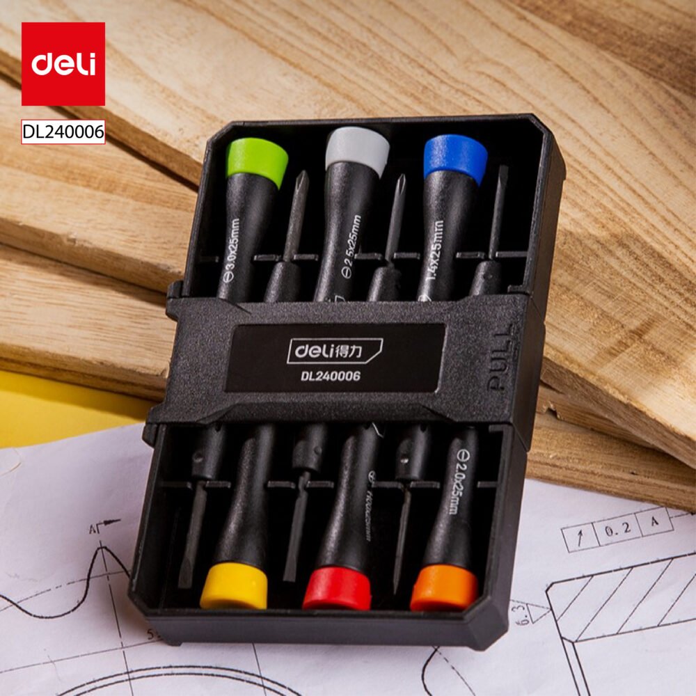 ديلي مفك براغي دقيق - مجموعة من 6 قطع - أصفر - DL240006