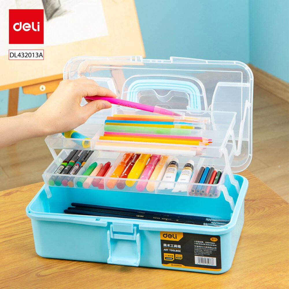 ديلي صندوق أدوات فنية - بلاستيك - 13 بوصة - وردي/ أزرق - DL432013A