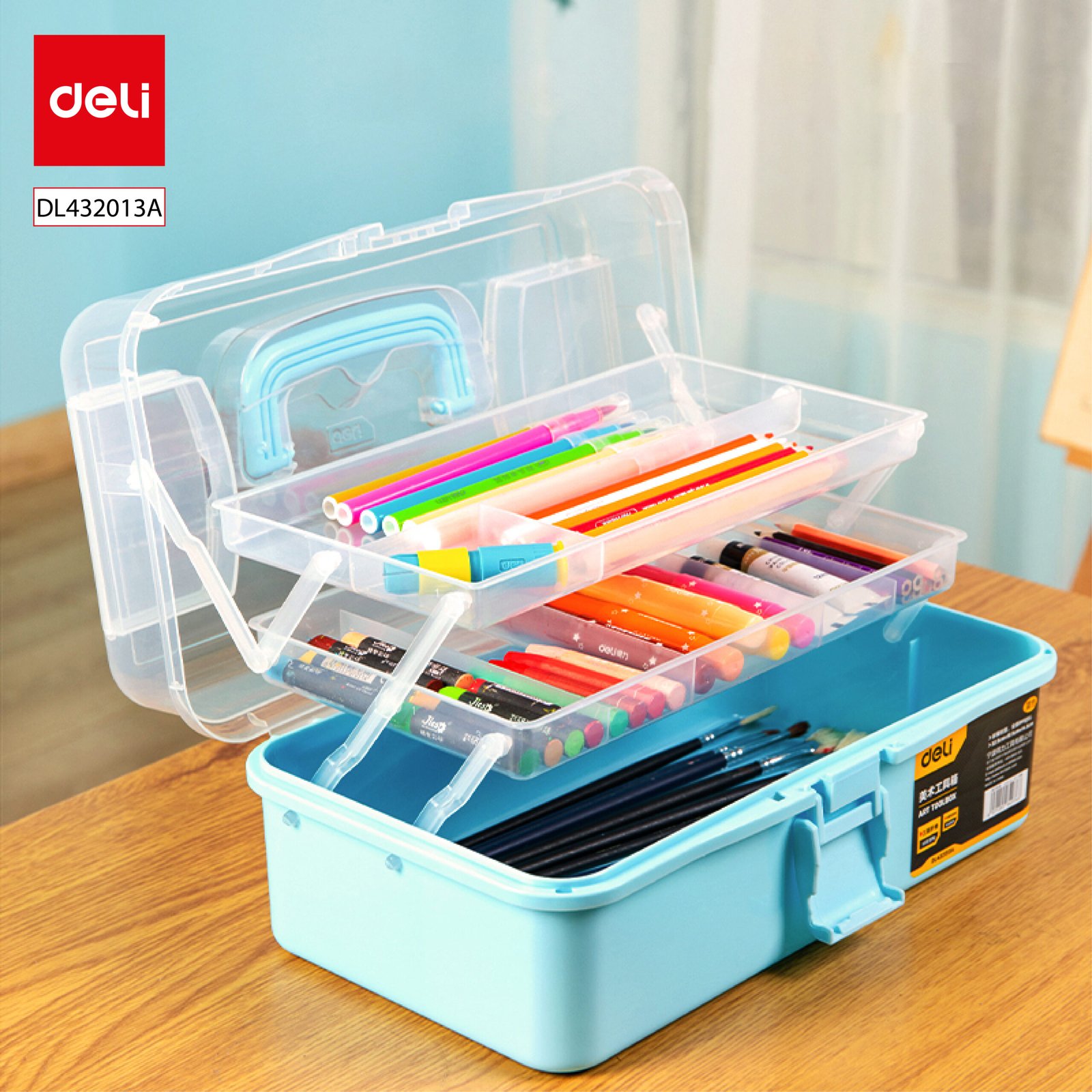 ديلي صندوق أدوات فنية - بلاستيك - 13 بوصة - وردي/ أزرق - DL432013A