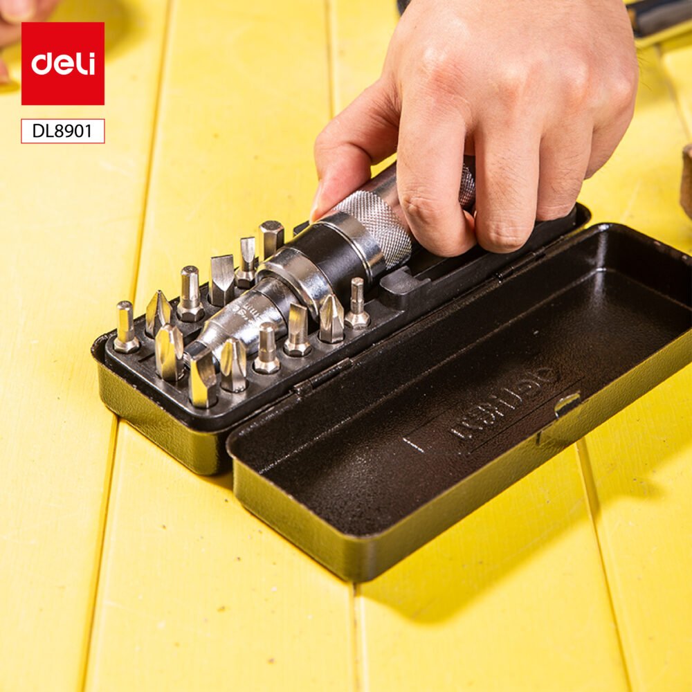 DL8901 5 (1) ديلي مفك دق معدن - مجموعة 13 رأس - علبة معدن DL8901