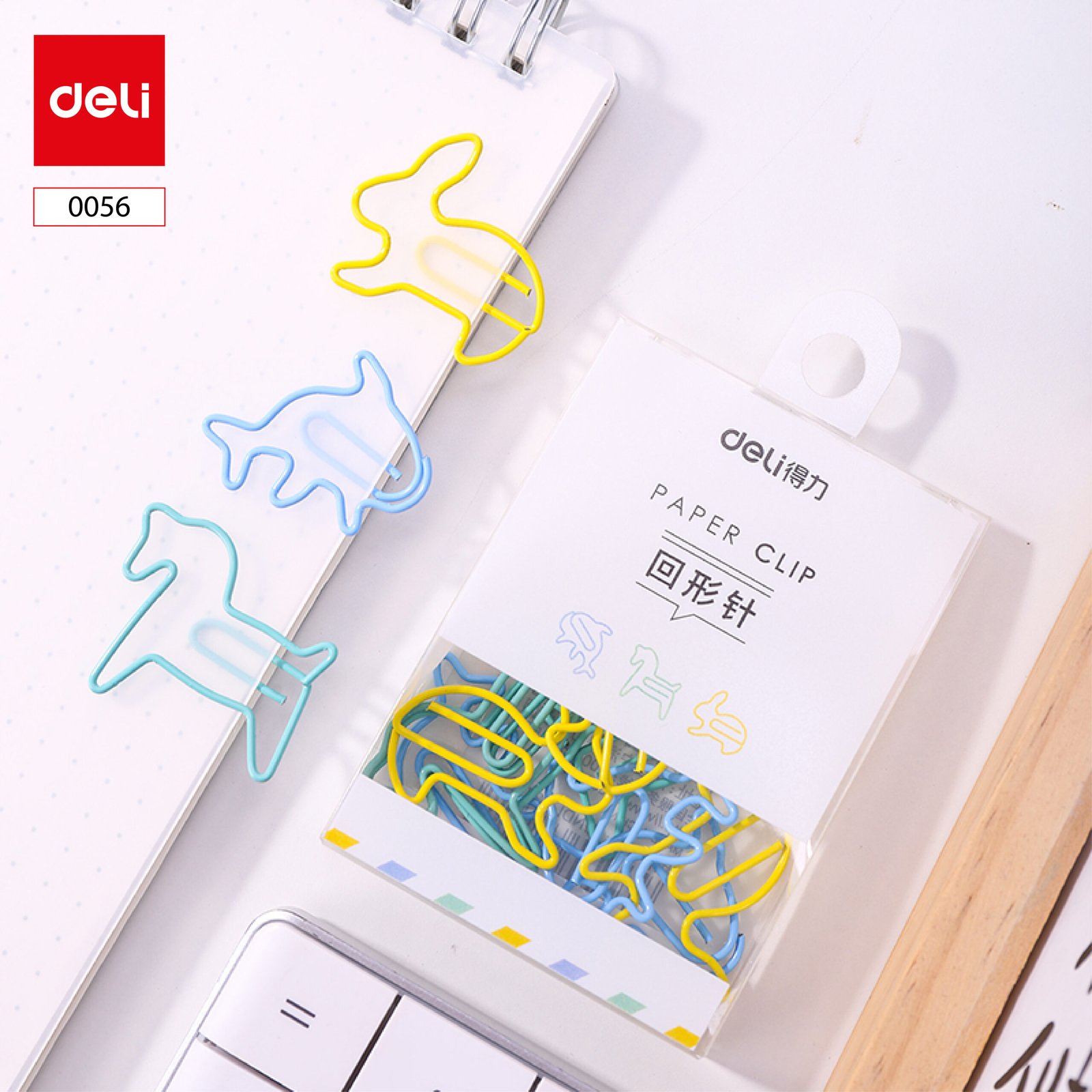 E0056 (1) ديلي مشبك ورق - أشكال مختلفة - 12 قطعة - ألوان مختلفة - E0056