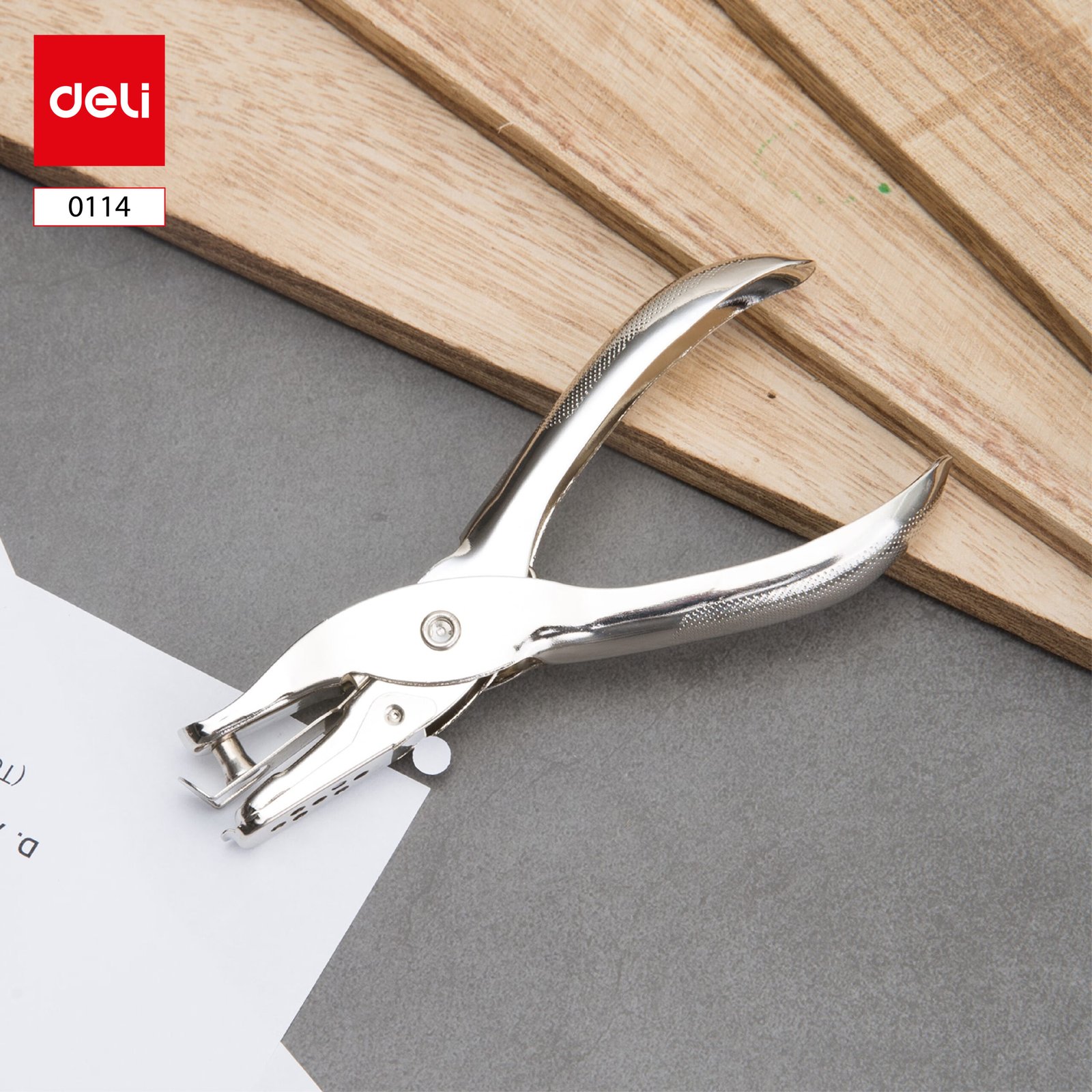 E0114 5 (1) ديلي ثقابة مقبض - ثقب واحد - 8 صفحات، قطر 6 مم - فضي - E0114