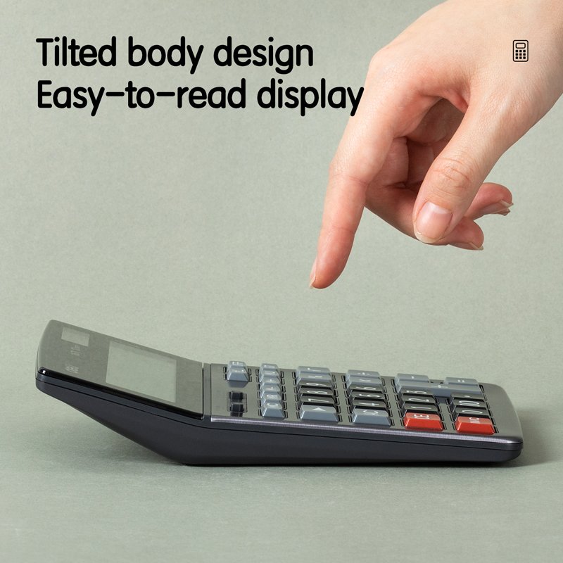 ديلي ألة حاسبة مكتبية - بدن بلاستيك وجه معدن - 12 خانة - فضي E1671