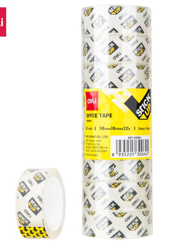 E30064- (4) ديلي بكرة شريط لاصق مكتبي 20 يارد - عرض 18 مم - شفاف E30064