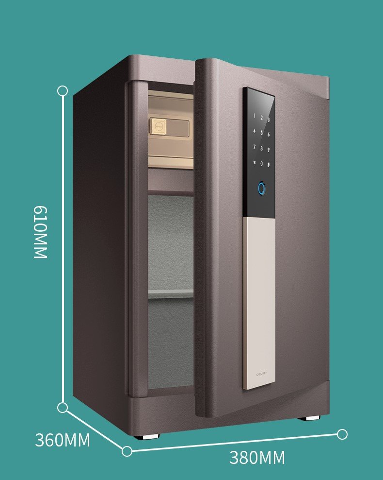 ديلي خزنة معدنية باب مدمج - حماية (أرقام -بصمة-مفتاح) - 43 كغ - 36*38*60 سم - بني - 33578