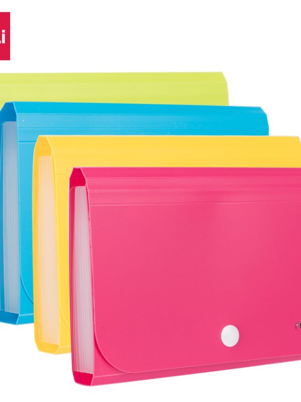 ديلي مصنف حقيبة 13 قسم - قياس A6 - إغلاق بكبسة - ألوان نيون (أزرق/ أحمر/ أخضر/ أصفر) E5561