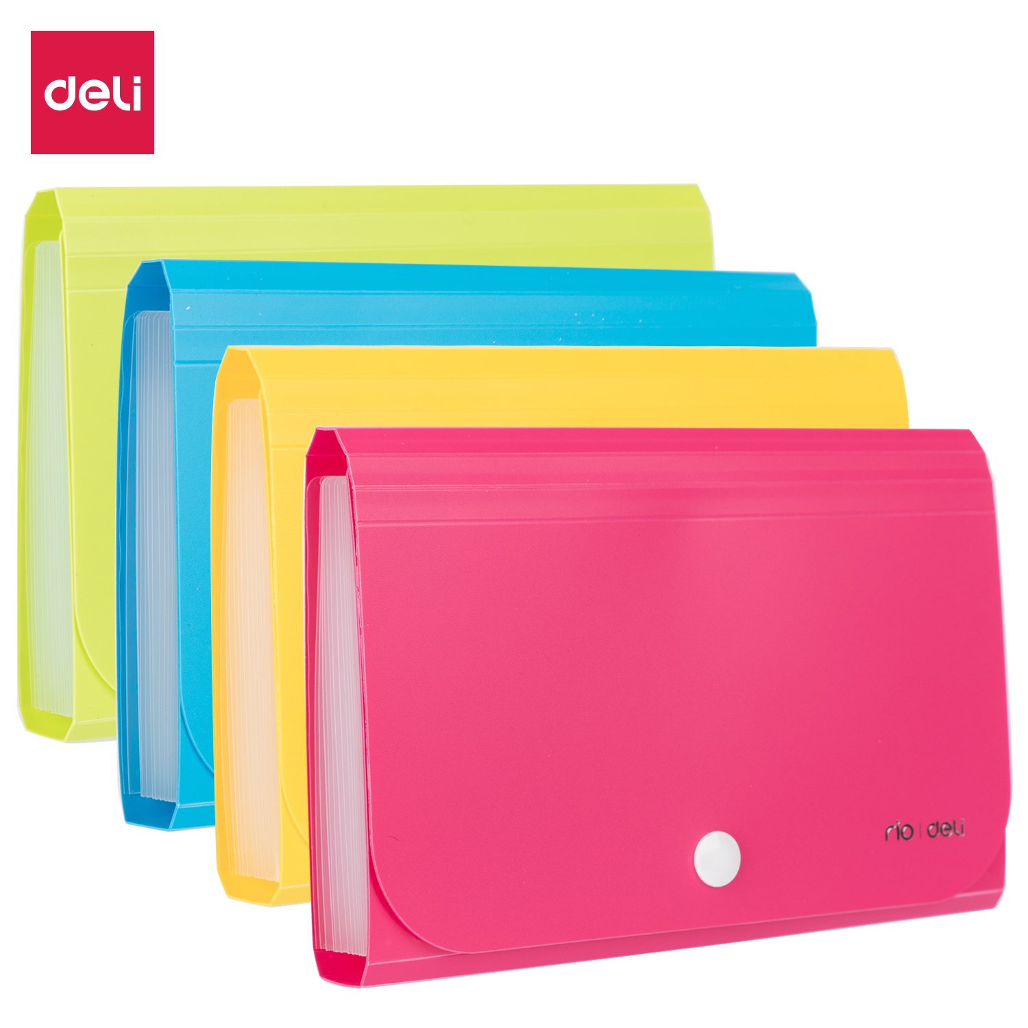 ديلي مصنف حقيبة 13 قسم - قياس A6 - إغلاق بكبسة - ألوان نيون (أزرق/ أحمر/ أخضر/ أصفر) E5561