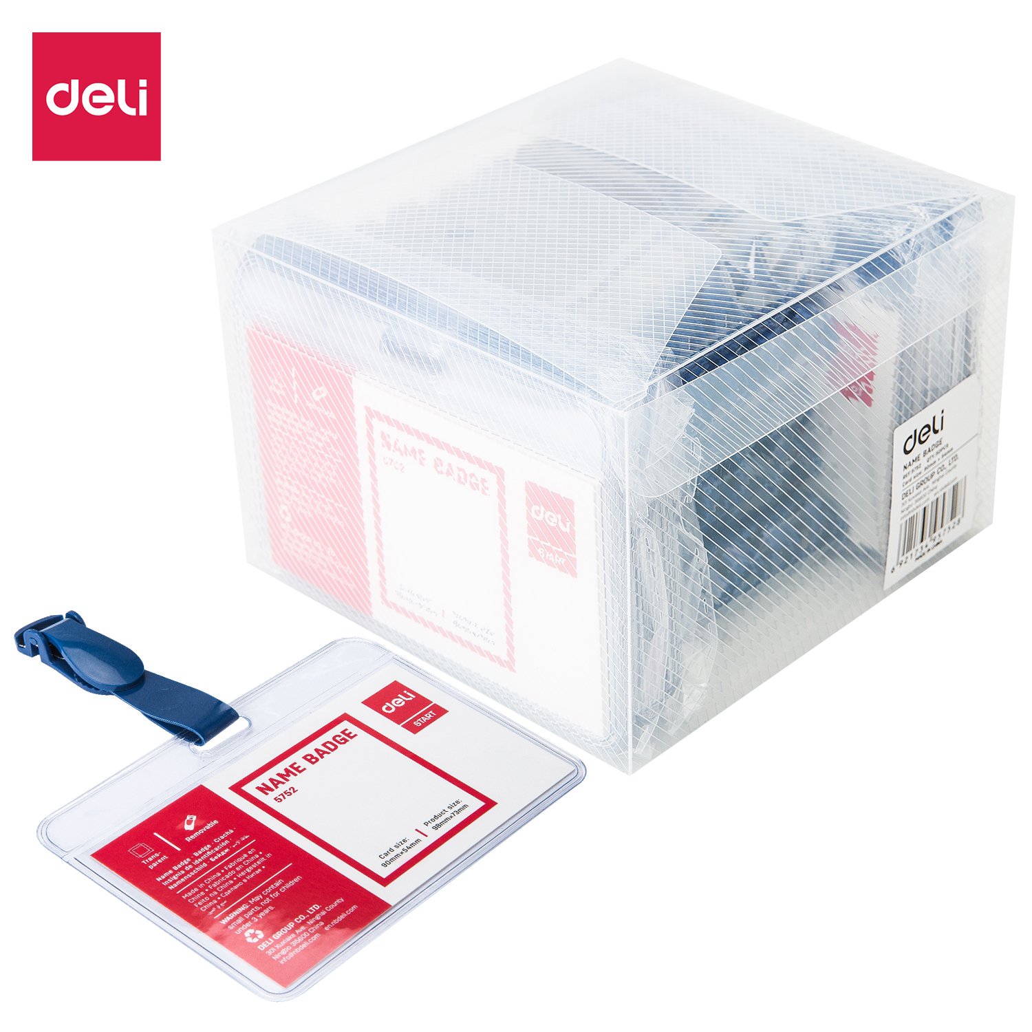 ديلي بطاقة اسمية عرضية A1 - مع مشبك تعليق كحلي - قياس البطاقة 90*54 مم - E5752