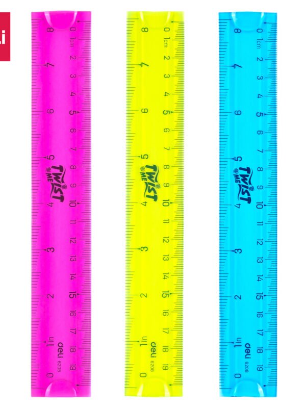 E6208 (2) ديلي مسطرة سيليكون - قياس 20 سم - أخضر/أحمر/أزرق - E6208