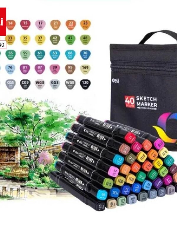 ديلي سكيتش ماركر - طرفين - مع حقيبة - مجموعة 40 قلم - E70806-40