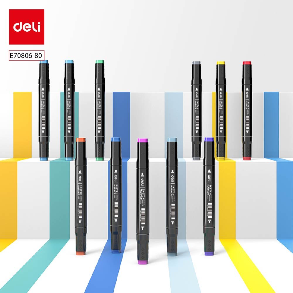 ديلي سكيتش ماركر - طرفين - مع حقيبة - مجموعة 80 قلم - E70806-80