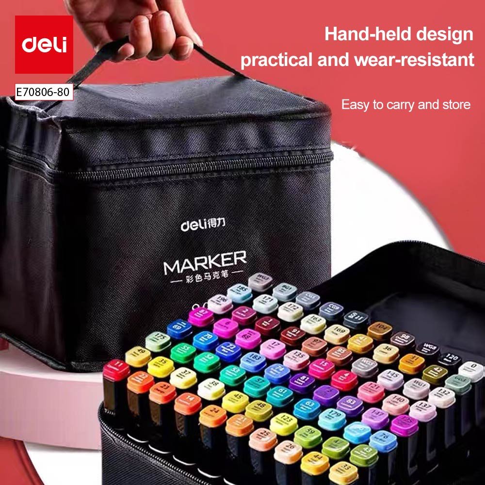 ديلي سكيتش ماركر - طرفين - مع حقيبة - مجموعة 80 قلم - E70806-80
