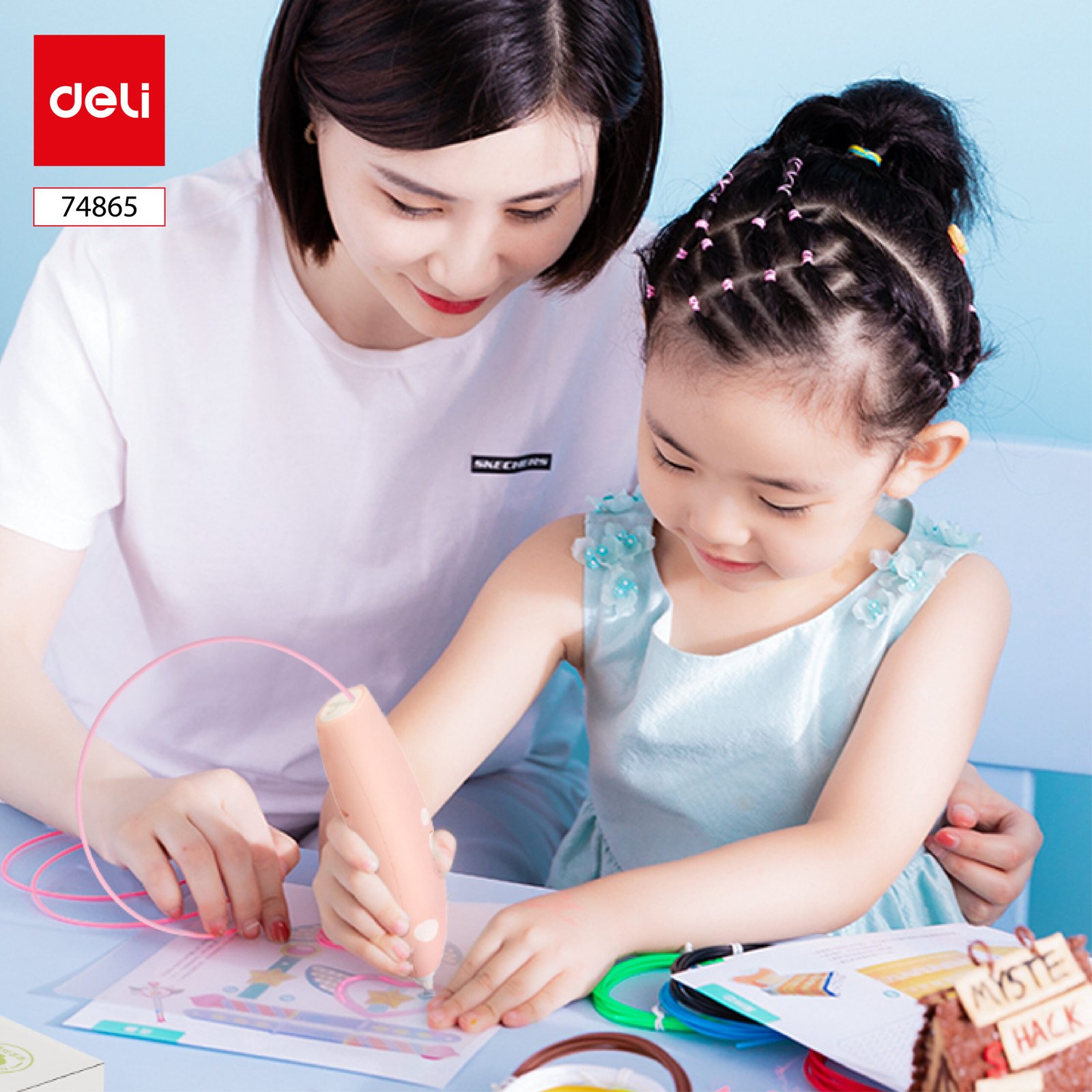 ديلي مجموعة مواد لطابعة الرسم ثلاثية الأبعاد - 3 أمتار - 5 ألوان - E74865