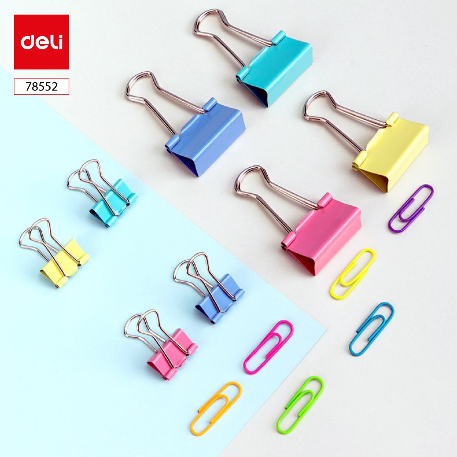 ديلي ملقط ورق - نمرة 2 - 41 مم - أحمر/أصفر/أخضر/أزرق - E8552C