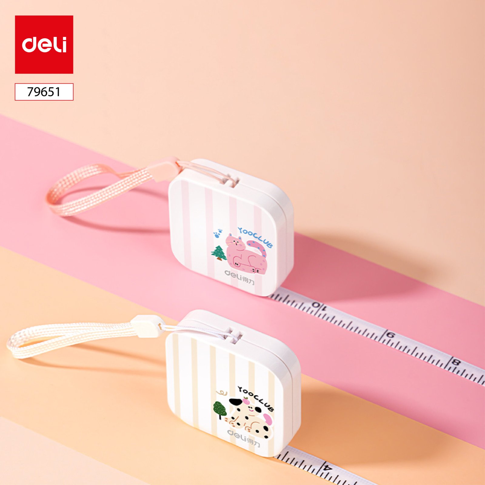 ديلي شريط قياس - مقاس الشريط: 1.5 متر (الطول) × 0.7 مم (العرض) - وردي أصفر - E79651