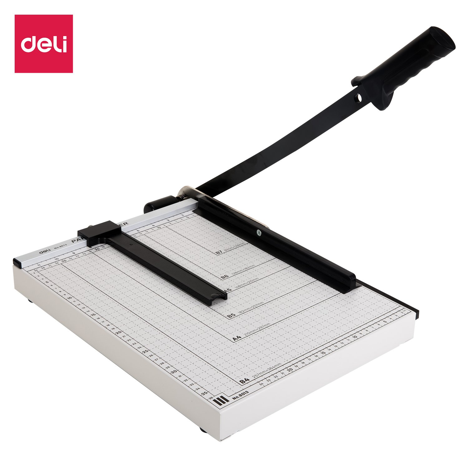 ديلي مقطع ورق سكين معدن - طبلية قياس B3 - مقبض وقفل حماية - أبيض - E8013