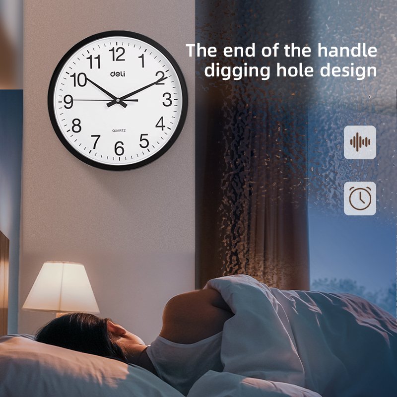ديلي ساعة جدارية - 33*29*4 سم - 12 بوصة - أبيض/ أسود - E9005