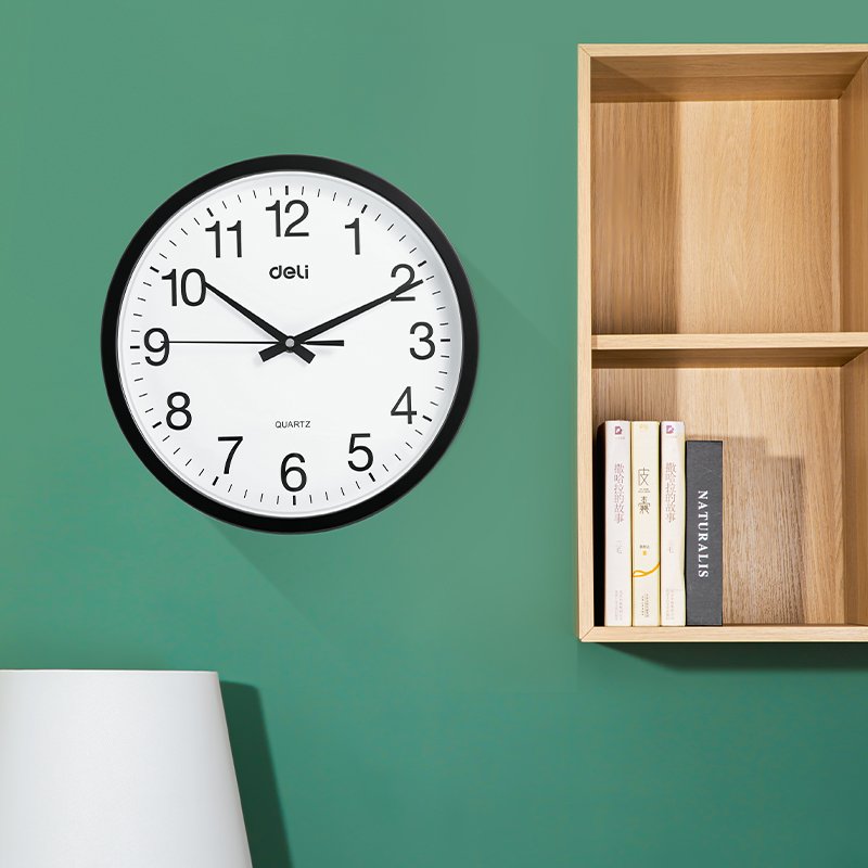 ديلي ساعة جدارية - 33*29*4 سم - 12 بوصة - أبيض/ أسود - E9005
