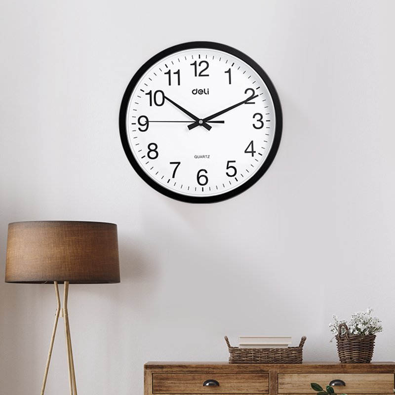 ديلي ساعة جدارية - 33*29*4 سم - 12 بوصة - أبيض/ أسود - E9005