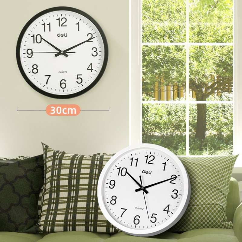 ديلي ساعة جدارية - 33*29*4 سم - 12 بوصة - أبيض/ أسود - E9005
