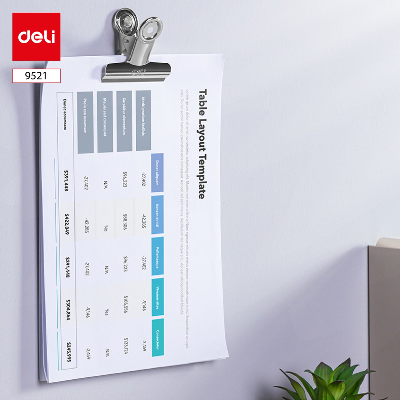 ديلي ملقط ورق صناعي - 76 مم - فضي - E9521