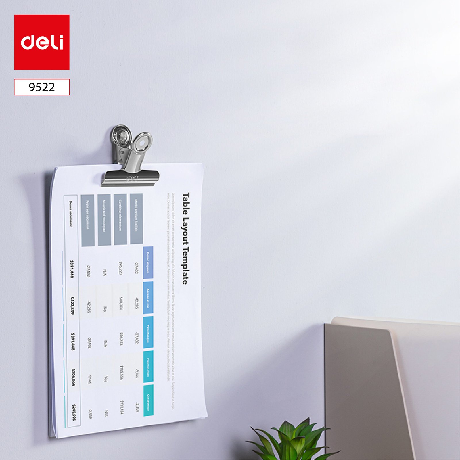 ديلي ملقط ورق صناعي - 64 مم - فضي - E9522