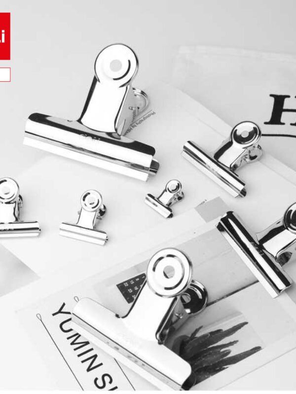 E9522 (4) ديلي ملقط ورق صناعي - 64 مم - فضي - E9522