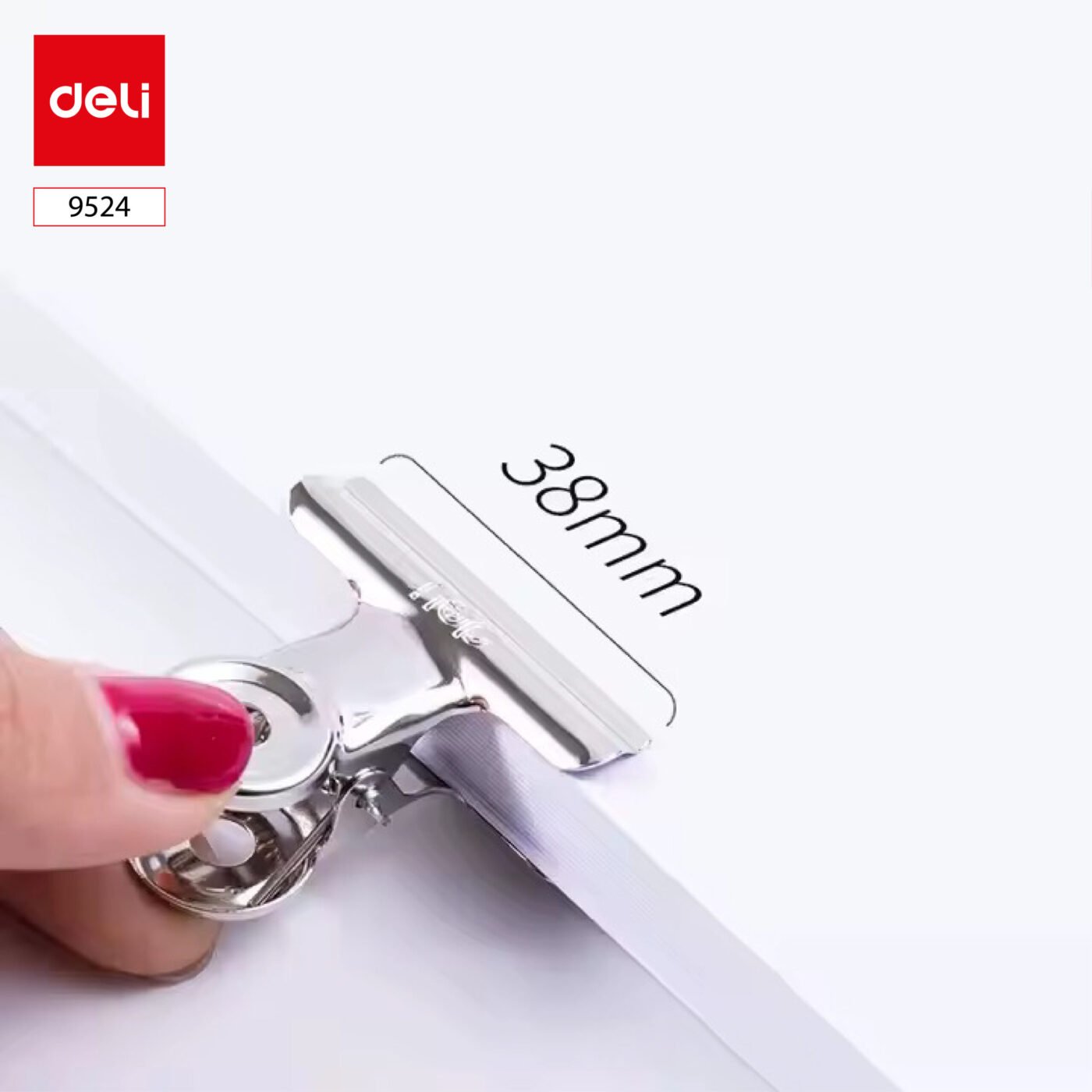 E9524 (3) ديلي ملقط ورق صناعي - 38 مم - فضي - E9524