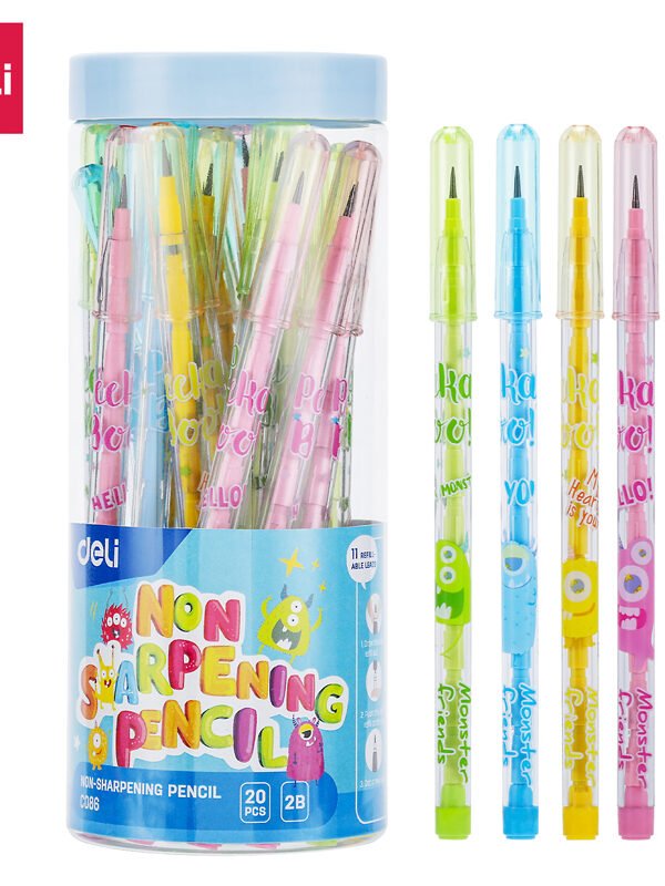 EC086 (7) ديلي قلم رصاص دفاش - 11 رأس - 2B - بدن شفاف مطبع - EC086