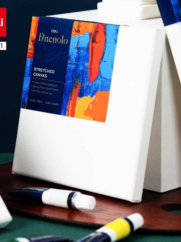 EC279-1 (5) ديلي لوحة كانفاس مشدودة على إطار خشب - قياس 15*15 سم - 100% قطن - أبيض - EC279-1