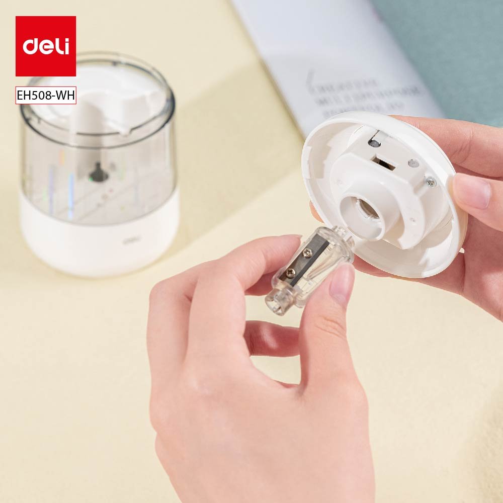 EH508 (7) ديلي مبراة كهربائية مع خزان - قياس 6.9-8 مم - أبيض/أزرق - EH508