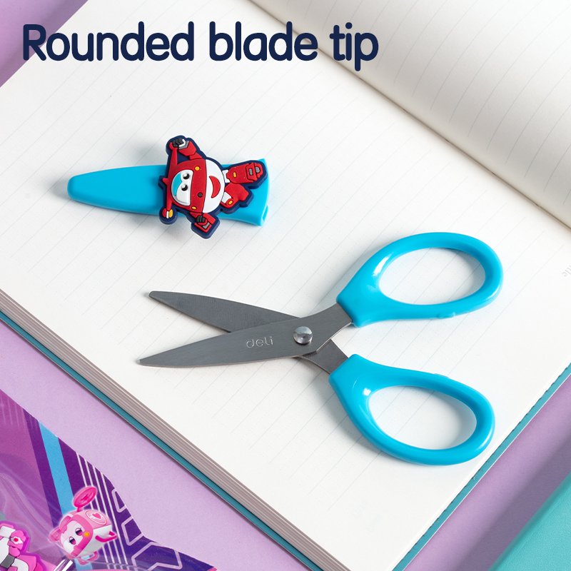 ديلي مقص بلاستيك مدرسي للأطفال - 13 سم - أزرق/زهر - EM700