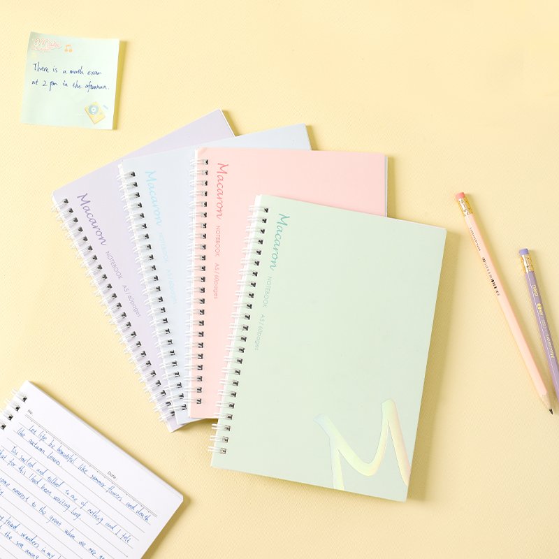 EN403-A5 5 (3) ديلي دفتر ملاحظات - سلك جانبي - 60 صفحة - 70 g - قياس A5 - زهر/بنفسجي/أخضر/أزرق - EN403-A5