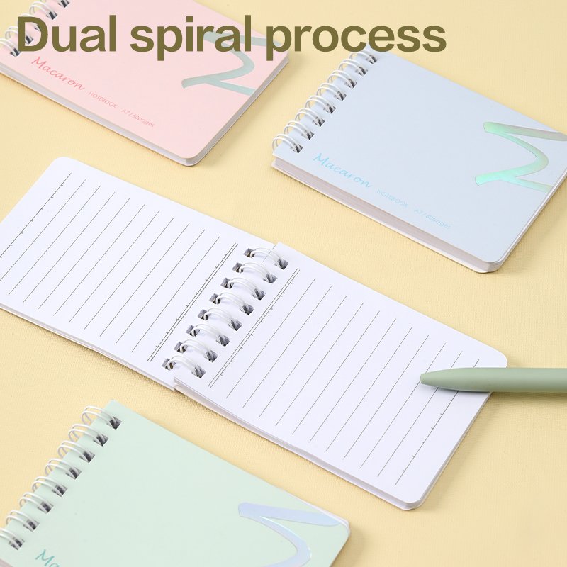 ديلي دفتر ملاحظات - قياس A5 - سلك علوي - 60 صفحة - A7 - زهر/بنفسجي/أخضر/أزرق - EN403-A7