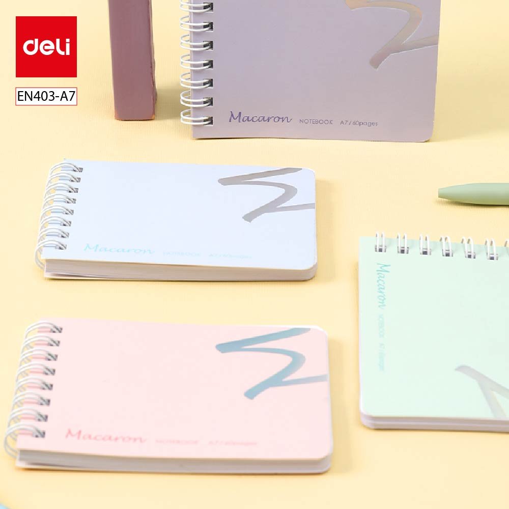 ديلي دفتر ملاحظات - قياس A5 - سلك علوي - 60 صفحة - A7 - زهر/بنفسجي/أخضر/أزرق - EN403-A7